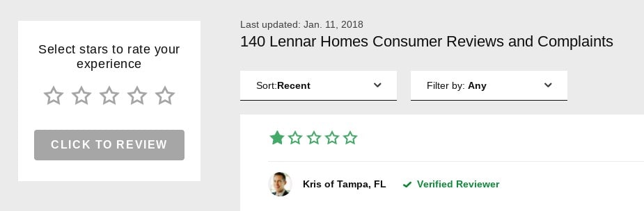 lennar homes reviews consumer affairs